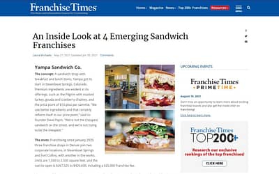 Yampa Sandwich featured in Franchise Times as 4 Emerging Sandwich Franchises